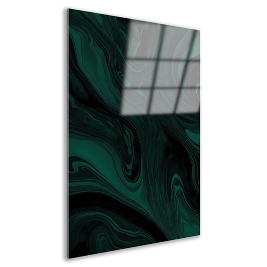 Abstracte Donkergroene en Zwarte Vloeibare Dynamiek acrylglas