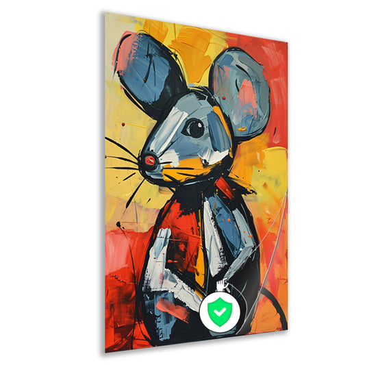 Expressief  van een blauwe muis poster