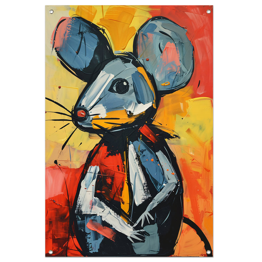 Expressief  van een blauwe muis tuinposter