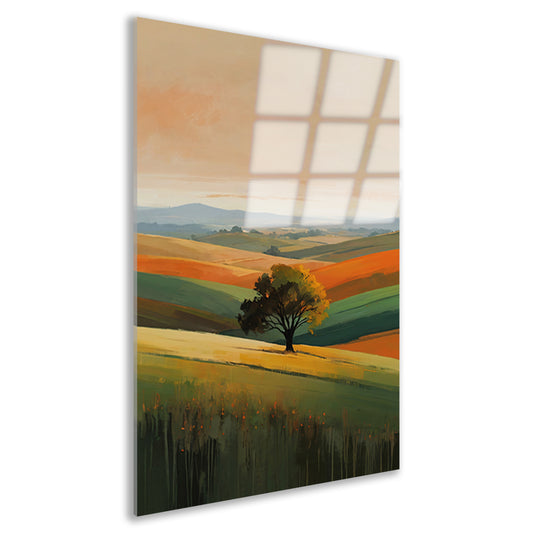Boom in Herfstkleuren op Golvende Heuvels acrylglas
