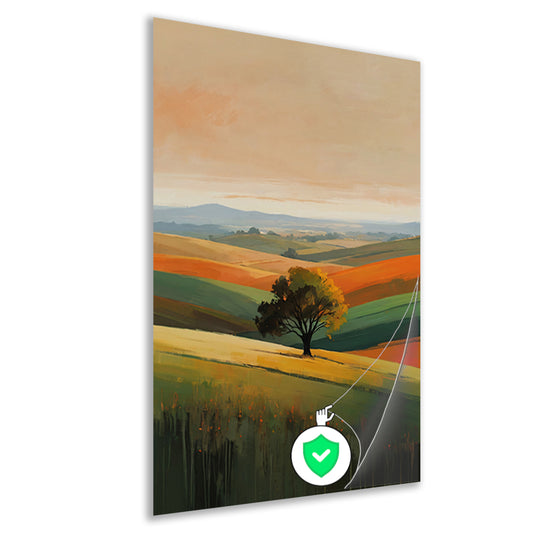 Boom in Herfstkleuren op Golvende Heuvels poster