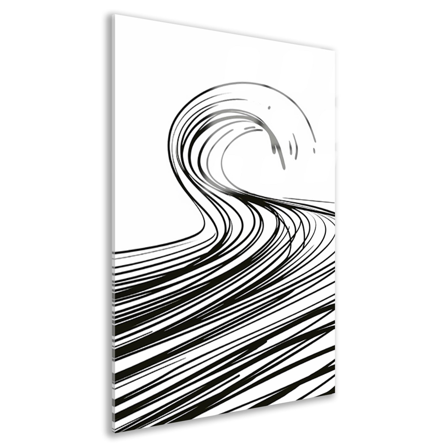 Zwart-wit minimalistische golf lijnkunst acrylglas