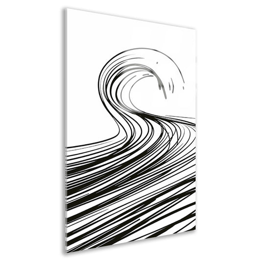 Zwart-wit minimalistische golf lijnkunst acrylglas