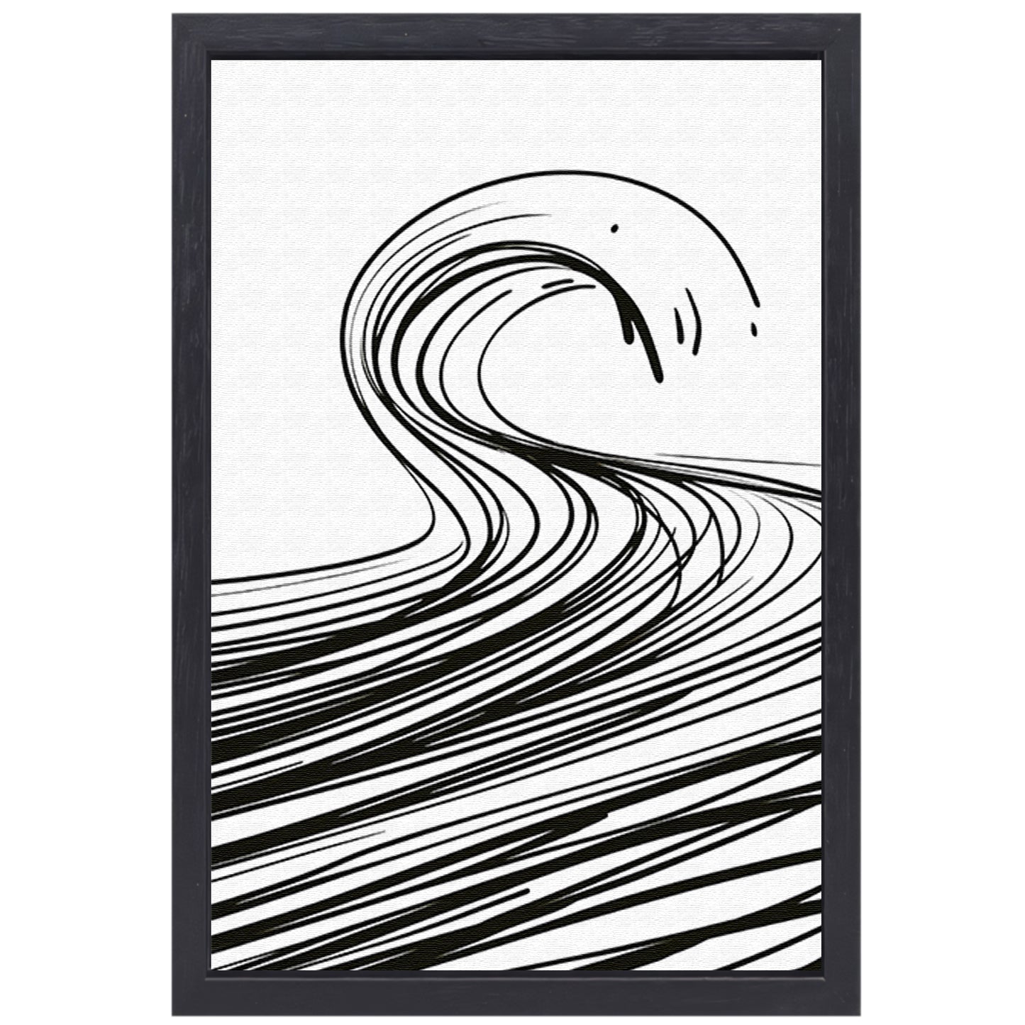 Zwart-wit minimalistische golf lijnkunst canvas met baklijst