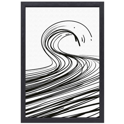 Zwart-wit minimalistische golf lijnkunst canvas met baklijst