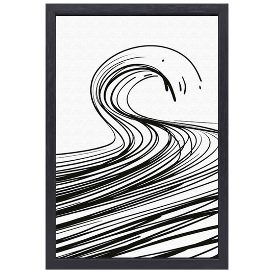 Zwart-wit minimalistische golf lijnkunst canvas met baklijst