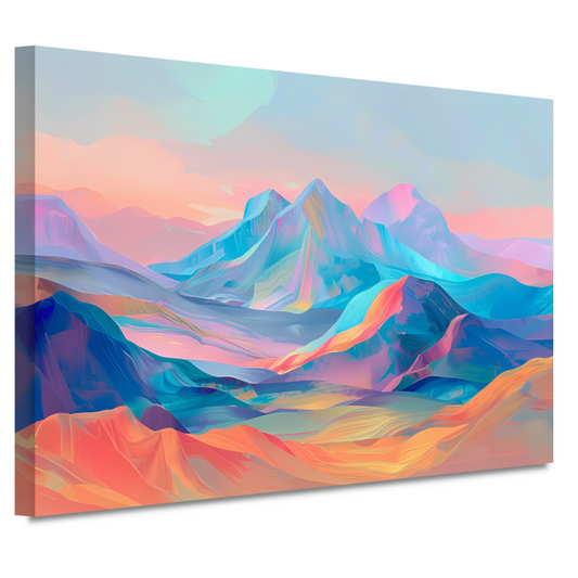 Droomachtige pastelkleurige abstracte berglandschap canvas