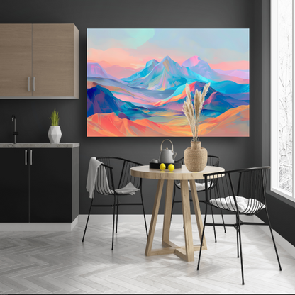 Droomachtige pastelkleurige abstracte berglandschap canvas
