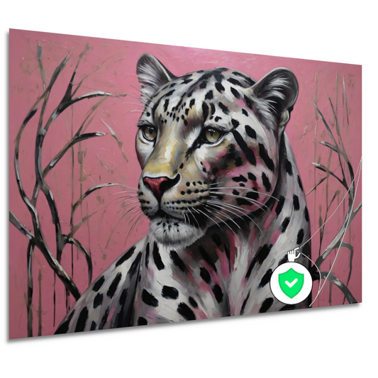Majestueus Luipaard op Roze Achtergrond poster