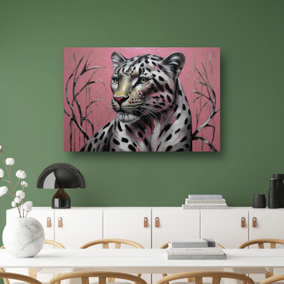 Majestueus Luipaard op Roze Achtergrond poster