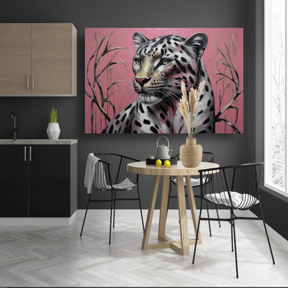 Majestueus Luipaard op Roze Achtergrond poster