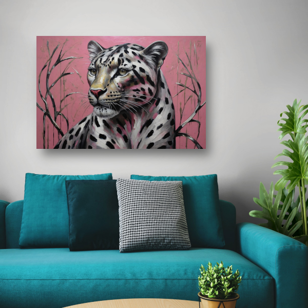 Majestueus Luipaard op Roze Achtergrond poster