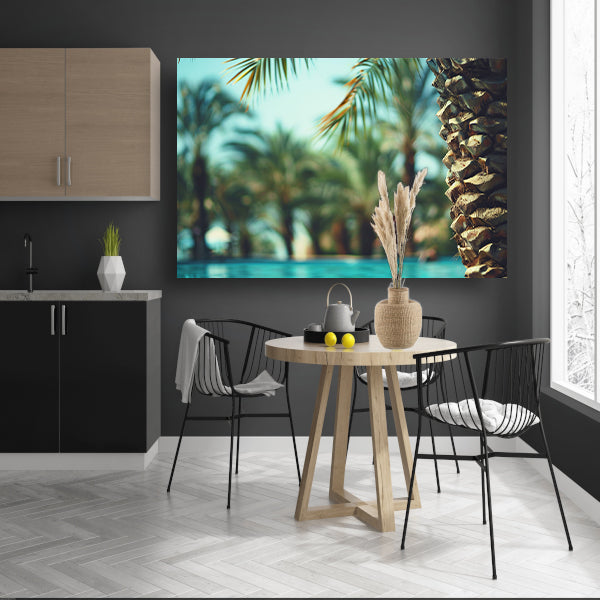 Tropisch Paradijs: Palmen en Wateroppervlak acrylglas