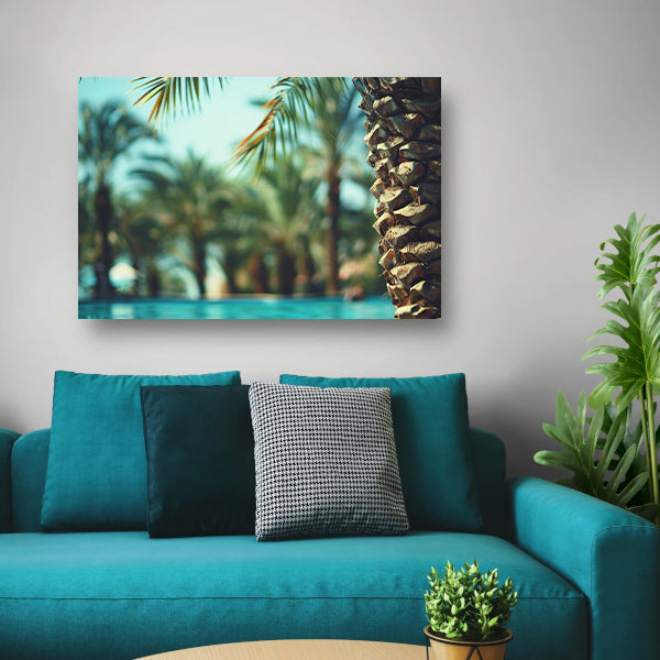 Tropisch Paradijs: Palmen en Wateroppervlak acrylglas