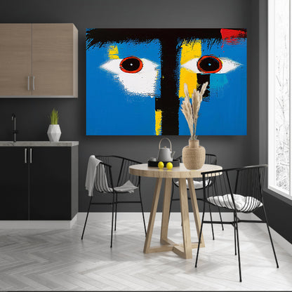 Abstract portret met kleurrijke geometrische vormen canvas met baklijst