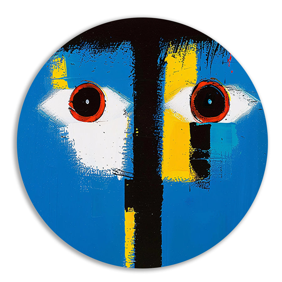 Abstract portret met kleurrijke geometrische vormen aluminium muurcirkel