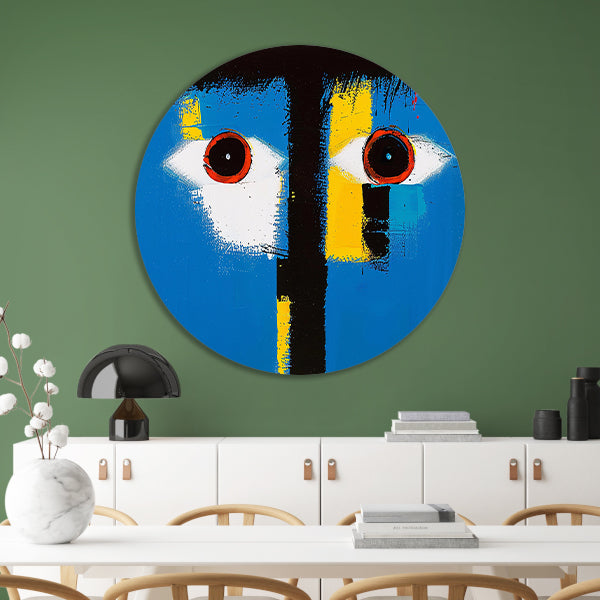 Abstract portret met kleurrijke geometrische vormen forex muurcirkel