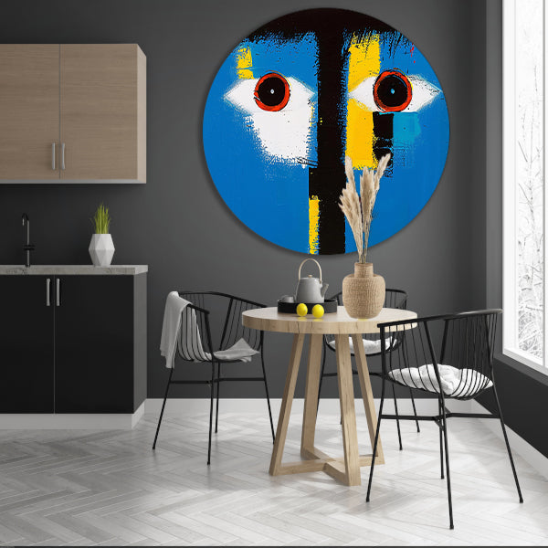 Abstract portret met kleurrijke geometrische vormen forex muurcirkel