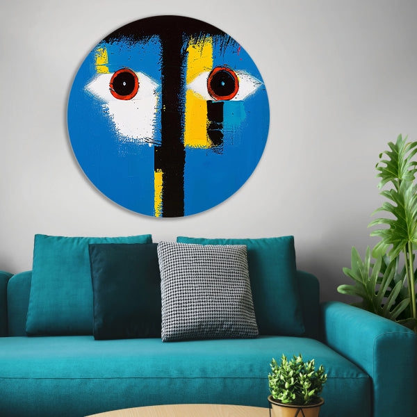 Abstract portret met kleurrijke geometrische vormen forex muurcirkel