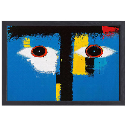 Abstract portret met kleurrijke geometrische vormen canvas met baklijst