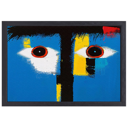 Abstract portret met kleurrijke geometrische vormen canvas met baklijst