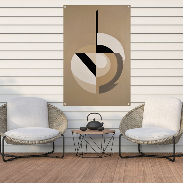 Abstracte geometrie in monochrome tinten tuinposter