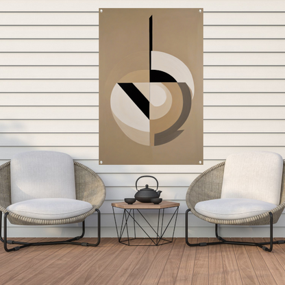 Abstracte geometrie in monochrome tinten tuinposter
