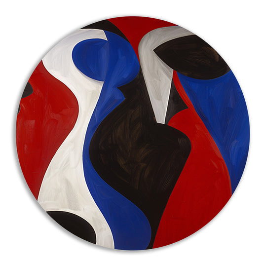 Abstracte kleurrijke vormen in moderne stijl aluminium muurcirkel