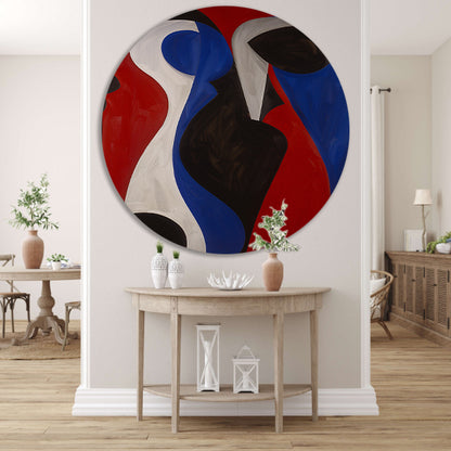 Abstracte kleurrijke vormen in moderne stijl aluminium muurcirkel