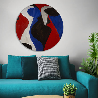 Abstracte kleurrijke vormen in moderne stijl aluminium muurcirkel
