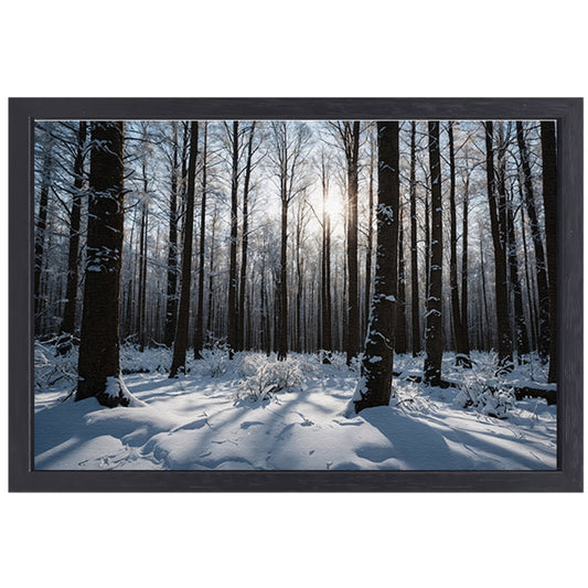 Serene winterbos met besneeuwde bomen canvas met baklijst
