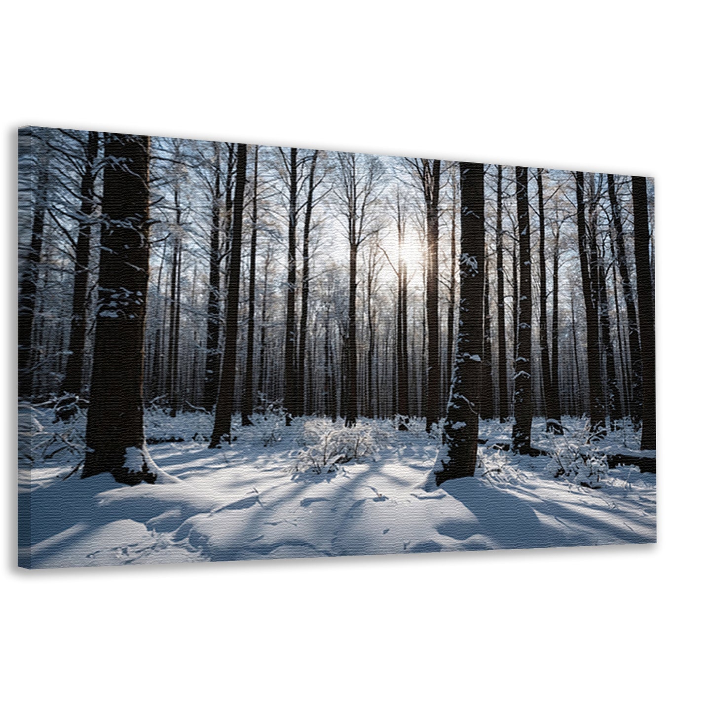 Serene winterbos met besneeuwde bomen canvas