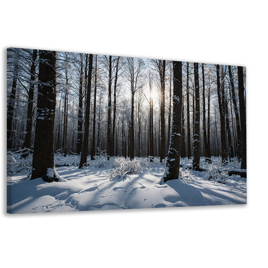 Serene winterbos met besneeuwde bomen canvas