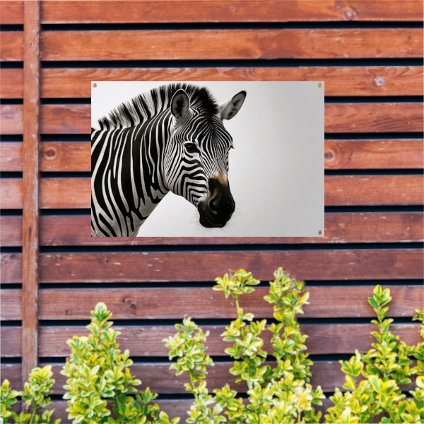 Minimalistisch Zebra Portret in Monochroom tuinposter