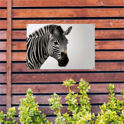 Minimalistisch Zebra Portret in Monochroom tuinposter