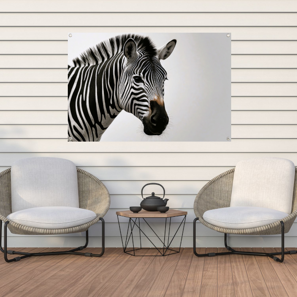 Minimalistisch Zebra Portret in Monochroom tuinposter