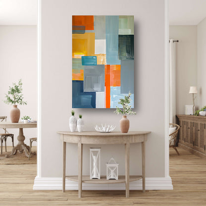 Abstracte geometrische vormen in moderne kleuren canvas met baklijst