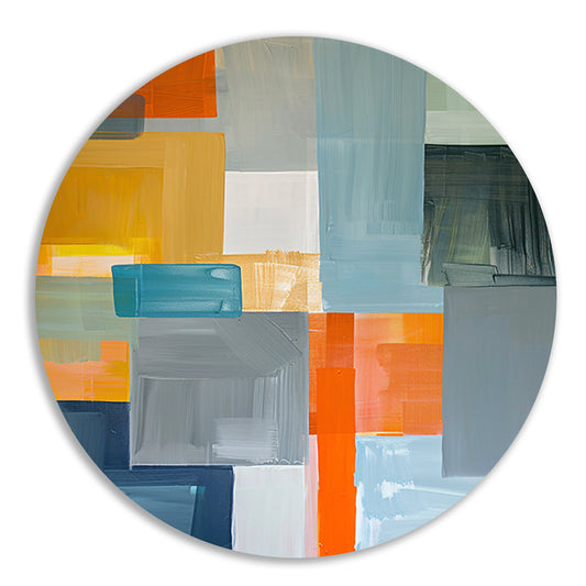 Abstracte geometrische vormen in moderne kleuren aluminium muurcirkel