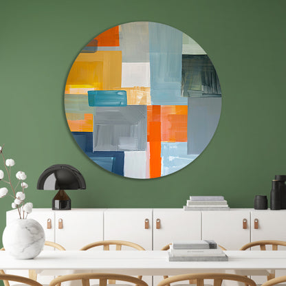 Abstracte geometrische vormen in moderne kleuren aluminium muurcirkel