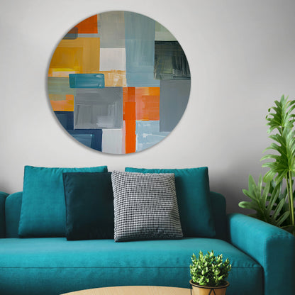Abstracte geometrische vormen in moderne kleuren aluminium muurcirkel