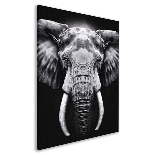 Olifant in monochroom zwart en wit canvas
