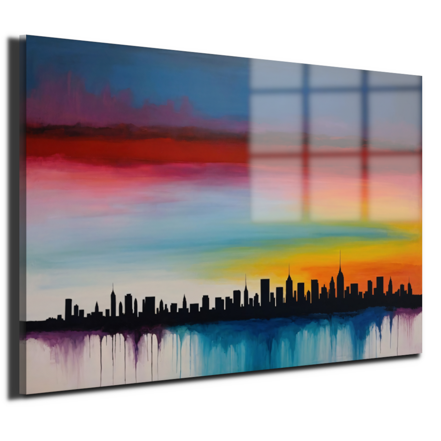 Levendige stedelijke zonsondergang in kleur acrylglas