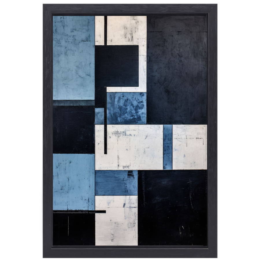 Balans in Monochrome Abstractie canvas met baklijst
