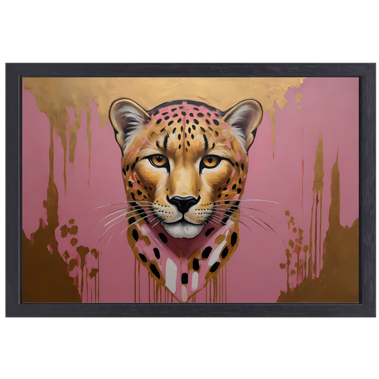 Gouden Glans Luipaard Moderne Kunst canvas met baklijst