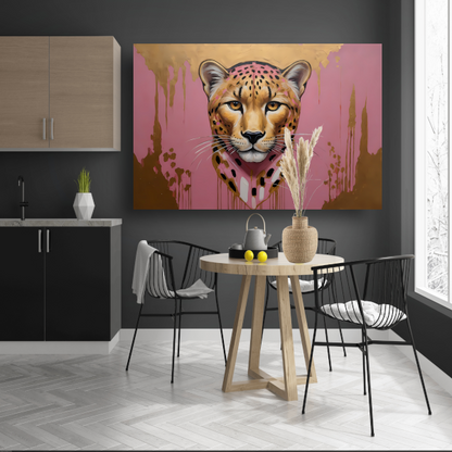 Gouden Glans Luipaard Moderne Kunst canvas met baklijst