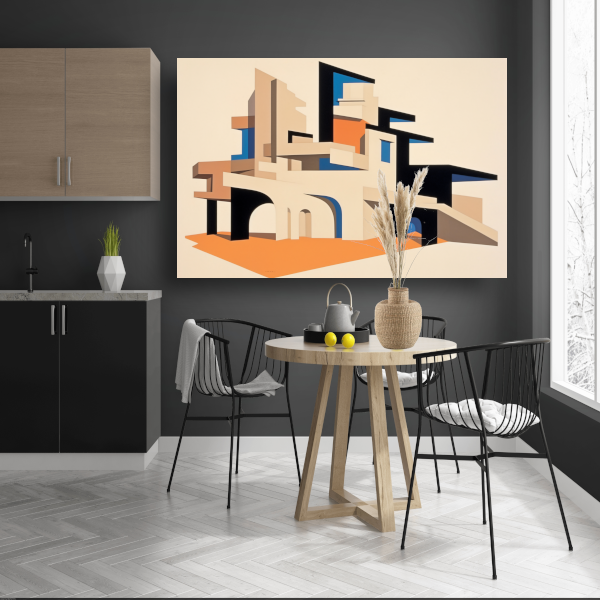 Minimalistische trap in een lichte ruimte canvas met baklijst