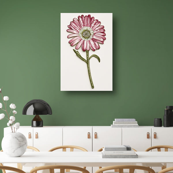 Gedetailleerde aquarel bloem met bladeren canvas