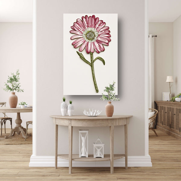 Gedetailleerde aquarel bloem met bladeren canvas