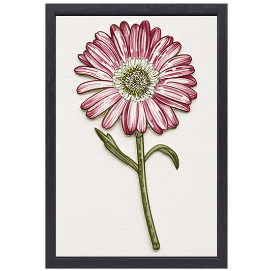 Gedetailleerde aquarel bloem met bladeren canvas met baklijst