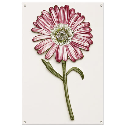 Gedetailleerde aquarel bloem met bladeren tuinposter